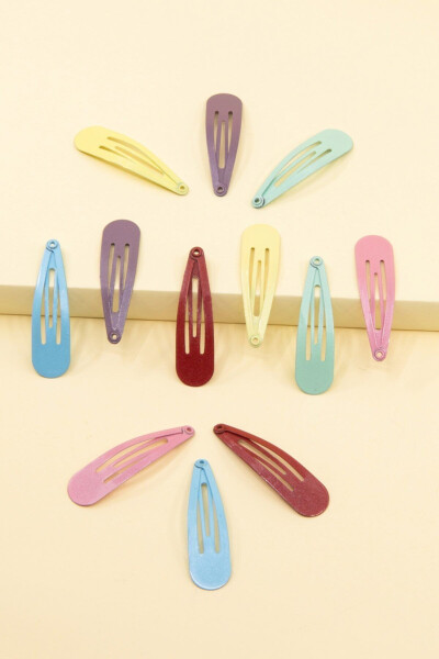 Set of 12 Colorful Snap Hair Clips - 1