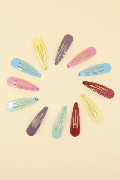 Set of 12 Colorful Snap Hair Clips - 2