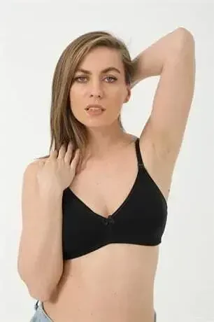 Set of 3 Black Maternity Bras, Non-Padded, Cotton Lycra - 7