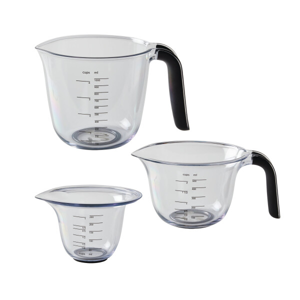 Set of 3 nesting measuring cups with black handle - 23