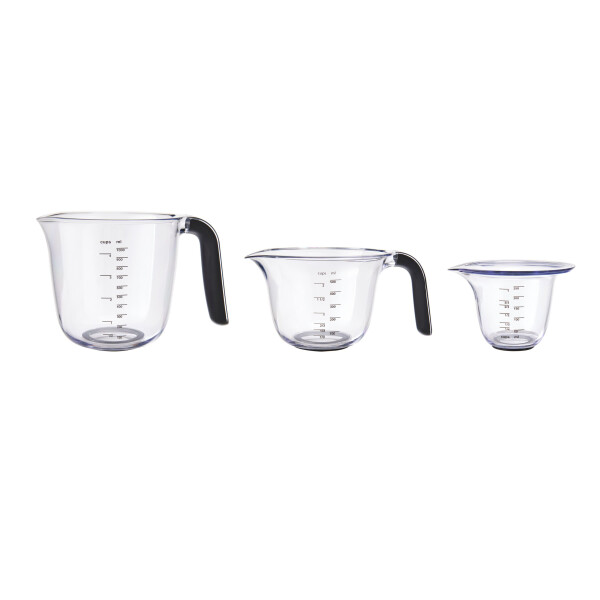 Set of 3 nesting measuring cups with black handle - 1