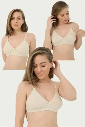 Set of 3 Skin Maternity Bras Unwired Cotton Spandex - 1