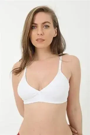 Set of 3 White Maternity Bras, Non-wired Cotton Lycra - 4