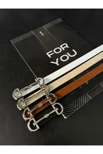 Set of 4 Long Silver Buckle Thin Women's Belt, Jacket Belt, Shirt Belt, Dress Belt - Mixed-Silver - FIORI (1)