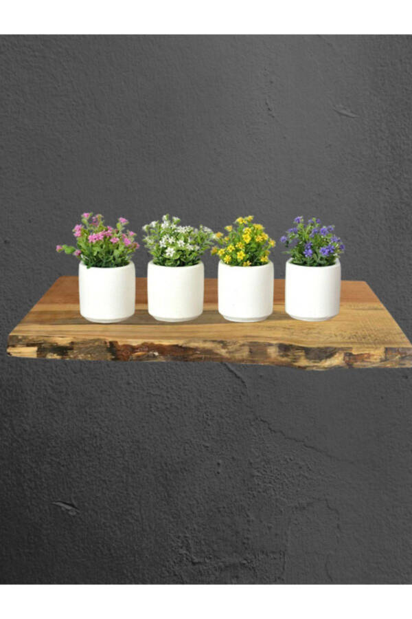 Set of 4 Small Decorative Planters without Flowers, White - 1
