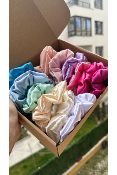 Set of 5 Colorful Women's Satin Hair Elastic Ties - DONNA LIBERTA