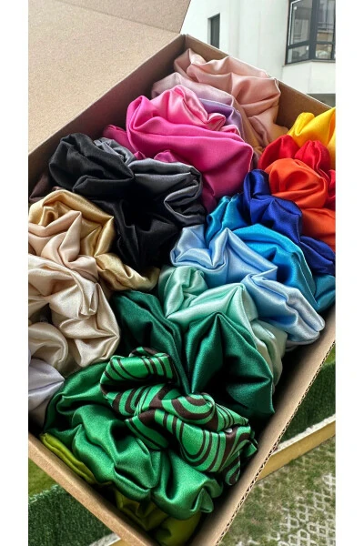 Set of 5 Colorful Women's Satin Hair Elastic Ties - Modazone (1)