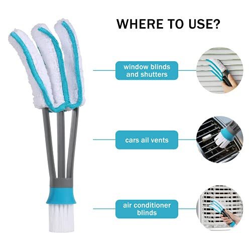 SetSail Blind Duster, Window Cleaner Duster Brush with 5 Microfiber Sleeves, Cleaning Tools for Vertical Blinds Air Conditioner Dust Ceiling Fans Dust Collector - 4