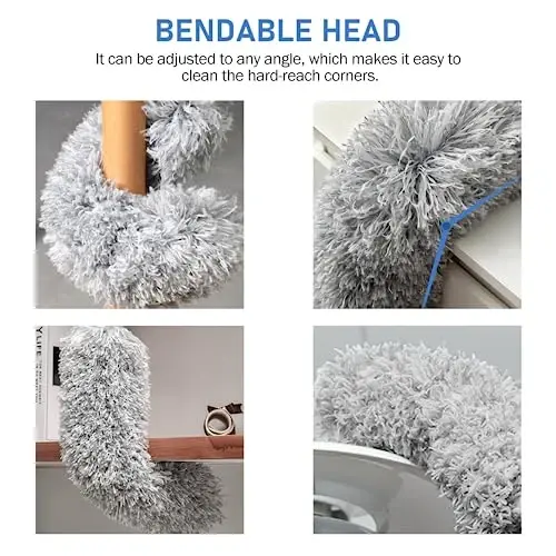SetSail Dusters for Cleaning, 100-dyuymli qo'shimcha uzunlikdagi pol tozalagichi, egiluvchan mikrofiber boshli yuviladigan shift foniy tozalagichi, baland shiftlar, mebellar uchun - 3