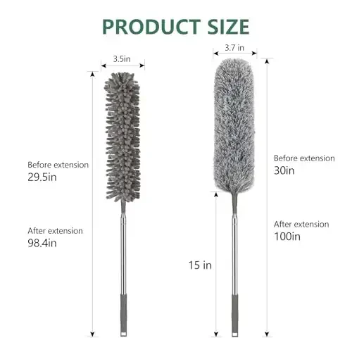 SetSail Dusters for Cleaning, 100-inch Extra-Long Duster with Extension Pole Bendable Microfiber Head Washable Ceiling Fan Cleaner Duster Kit for High Ceilings, Corner, Furniture - 2