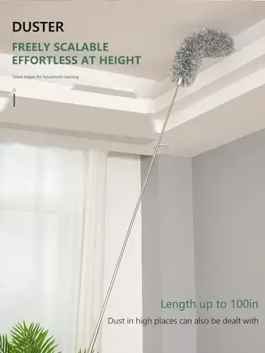 SetSail Dusters for Cleaning, 100-inch Extra-Long Duster with Extension Pole Bendable Microfiber Head Washable Ceiling Fan Cleaner Duster Kit for High Ceilings, Corner, Furniture - 7