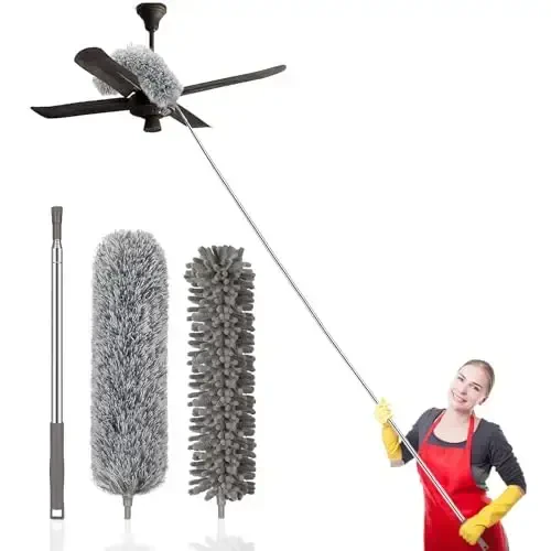 SetSail Dusters for Cleaning, 100-inch Extra-Long Duster with Extension Pole Bendable Microfiber Head Washable Ceiling Fan Cleaner Duster Kit for High Ceilings, Corner, Furniture - SETSAIL