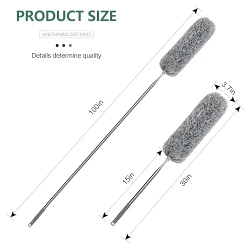 SetSail Extra-Long Dusters with Extension Pole 100-inch for Cleaning, Bendable Microfiber Head Washable Ceiling Fan Duster for High Ceilings, Furniture - 2