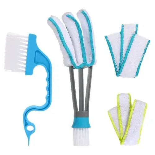 SetSail Blind Duster, Blind Cleaner Duster and Brush Kit with 3pcs Removable Microfiber Sleeves Groove Gap Cleaning Tool for Household Cleaning Window Cleaning Air Conditioner Cleaner 