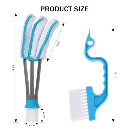 SetSail Blind Duster, Blind Cleaner Duster and Brush Kit with 3pcs Removable Microfiber Sleeves Groove Gap Cleaning Tool for Household Cleaning Window Cleaning Air Conditioner Cleaner - 2