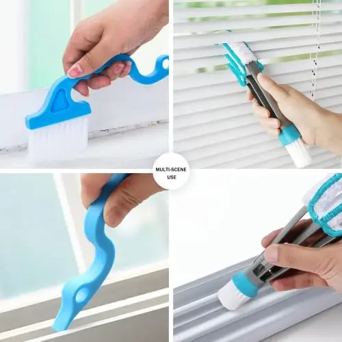 SetSail Blind Duster, Blind Cleaner Duster and Brush Kit with 3pcs Removable Microfiber Sleeves Groove Gap Cleaning Tool for Household Cleaning Window Cleaning Air Conditioner Cleaner - 6