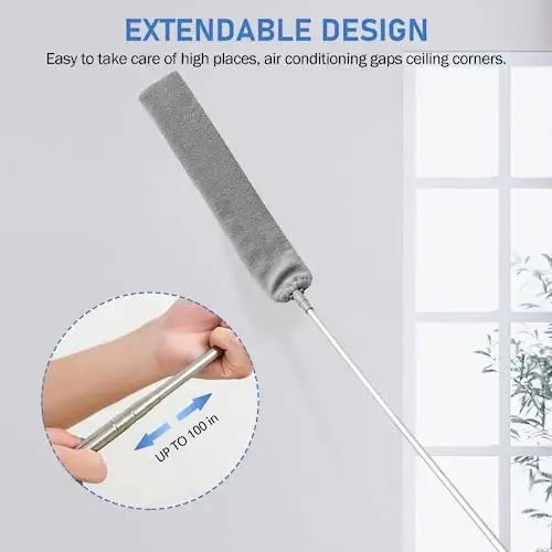 SetSail Dusters for Cleaning, 100-inch Extra-Long Floor Duster with Extension Pole Bendable Microfiber Head Washable Ceiling Fan Cleaner Duster for High Ceilings, Furniture - 2