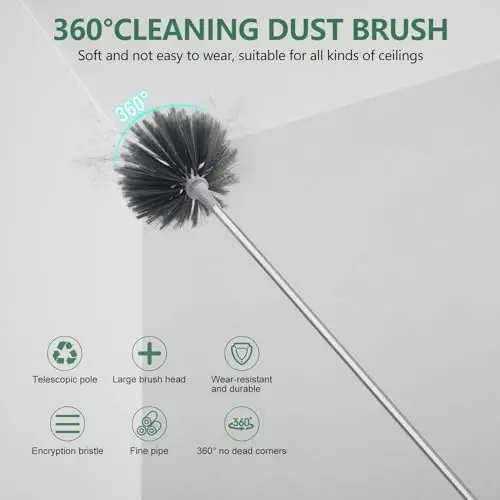 SetSail Dusters for Cleaning, 100-inch Extra-Long Cobweb Duster with Extension Pole, Bendable Microfiber Head & Cobweb Brush Washable Ceiling Fan Cleaner Duster Kit for High Ceilings, Corner - 4