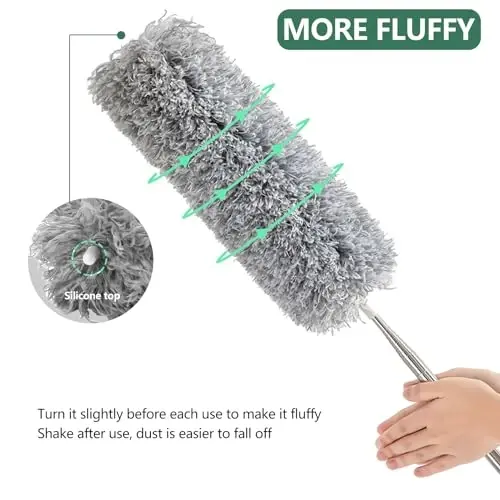 SetSail Dusters for Cleaning, 100-inch Extra-Long Cobweb Duster with Extension Pole, Bendable Microfiber Head & Cobweb Brush Washable Ceiling Fan Cleaner Duster Kit for High Ceilings, Corner - 5