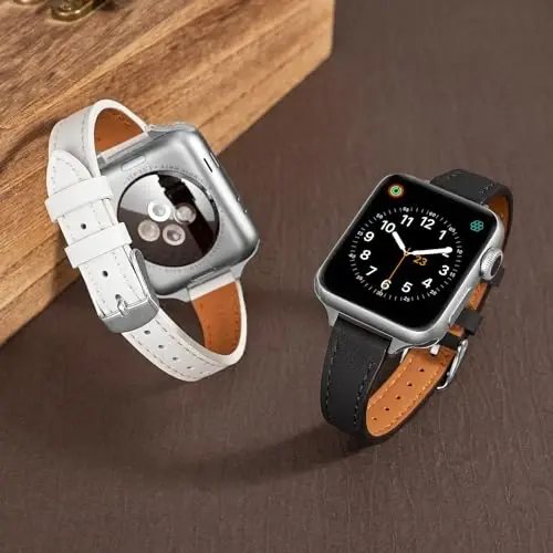 SEURE 2 dona teri tasma Apple Watch Band ayollar uchun 38mm 40mm 41mm 42mm 44mm 45mm 46mm 49mm bilan mos, haqiqiy teri tasma iWatch Ultra SE Series 10/9/8/7/6/5/4/3/2/1 uchun ingichka tor - 2