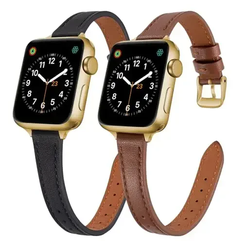 SEURE 2 dona teri tasmalar Apple Watch Band bilan mos keladi, ayollar uchun 38 mm 40 mm 41 mm 42 mm 44 mm 45 mm 46 mm 49 mm, haqiqiy charm tasma ingichka iWatch Ultra SE Series 10/9/8/7/6/5/4/3/2/1 uchun - 1