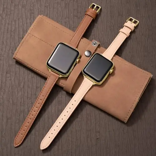 SEURE 2 dona teri tasmalar Apple Watch Band bilan mos keladi, ayollar uchun 38mm 40mm 41mm 42mm 44mm 45mm 46mm 49mm, haqiqiy teri tasma iWatch Ultra SE Series 10/9/8/7/6/5/4/3/2/1 uchun ingichka - 3