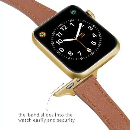 SEURE 2 dona teri tasmalar Apple Watch Band bilan mos keladi, ayollar uchun 38mm 40mm 41mm 42mm 44mm 45mm 46mm 49mm, haqiqiy teri tasma iWatch Ultra SE Series 10/9/8/7/6/5/4/3/2/1 uchun ingichka tor - 5