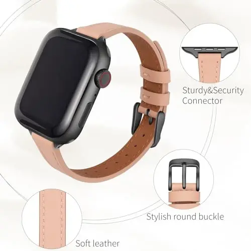 SEURE 2 dona teri tasmalar Apple Watch Band bilan mos keladi, ayollar uchun 38mm 40mm 41mm 42mm 44mm 45mm 46mm 49mm, iWatch Ultra SE Series 10/9/8/7/6/5/4/3/2/1 uchun haqiqiy teri tasma ingichka. - 4