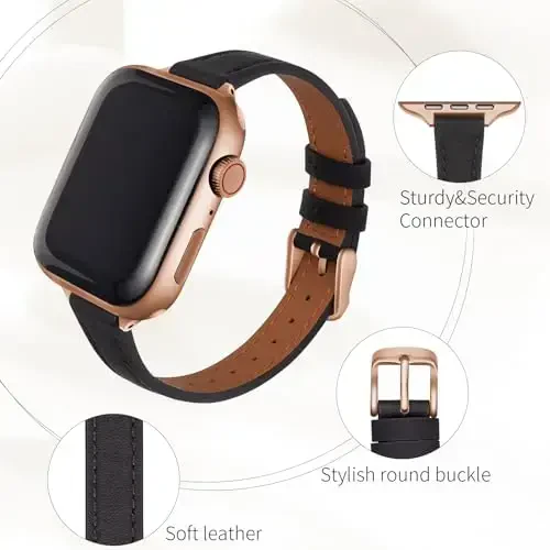 SEURE 2 dona teri tasmalar Apple Watch uchun mos ayollar uchun 38mm 40mm 41mm 42mm 44mm 45mm 46mm 49mm, haqiqiy charm tasma ingichka iWatch Ultra SE Series 10/9/8/7/6/5/4/3/2/1 uchun - 4