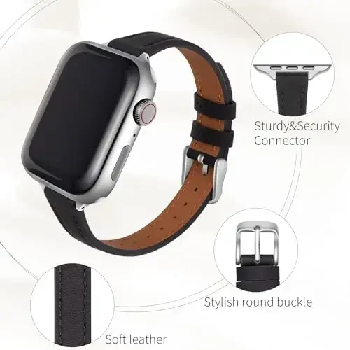 SEURE 2 dona teridan tasmalar Apple Watch Band bilan mos keladi ayollar uchun 38mm 40mm 41mm 42mm 44mm 45mm 46mm 49mm, Haqiqiy teridan tasma Ingichka Tasma iWatch Ultra SE Series 10/9/8/7/6/5/4/3/2/1 uchun - 4