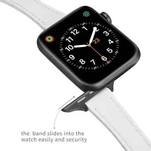 SEURE 2-pack Leather Bands Compatible with Apple Watch Band for women 38mm 40mm 41mm 42mm 44mm 45mm 46mm 49mm,Genuine Leather Band Slim Thin Strap for iWatch Ultra SE Series 10/9/8/7/6/5/4/3/2/1 - 5