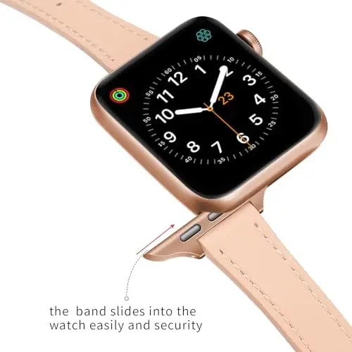 SEURE 2-pack Leather Bands Compatible with Apple Watch Band for women 38mm 40mm 41mm 42mm 44mm 45mm 46mm 49mm,Genuine Leather Band Slim Thin Strap for iWatch Ultra SE Series 10/9/8/7/6/5/4/3/2/1 - 5