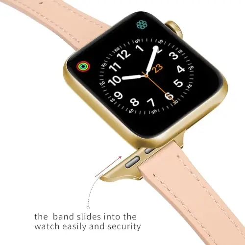 SEURE 2-pack Leather Bands Compatible with Apple Watch Band for women 38mm 40mm 41mm 42mm 44mm 45mm 46mm 49mm,Genuine Leather Band Slim Thin Strap for iWatch Ultra SE Series 10/9/8/7/6/5/4/3/2/1 - 5