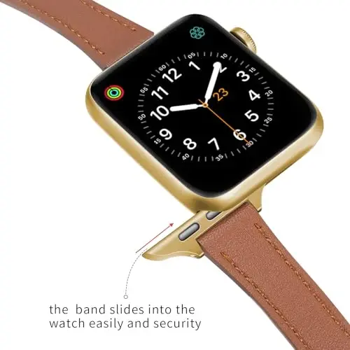 SEURE 2-pack Leather Bands Compatible with Apple Watch Band for women 38mm 40mm 41mm 42mm 44mm 45mm 46mm 49mm,Genuine Leather Band Slim Thin Strap for iWatch Ultra SE Series 11/10/9/8/7/6/5/4/3/2/1 - 5