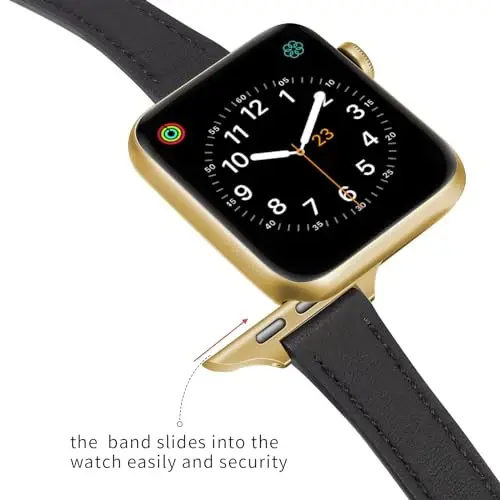 SEURE 2-pack Leather Bands Compatible with Apple Watch Band for women 38mm 40mm 41mm 42mm 44mm 45mm 46mm 49mm,Genuine Leather Band Slim Thin Strap for iWatch Ultra SE Series 11/10/9/8/7/6/5/4/3/2/1 - 5