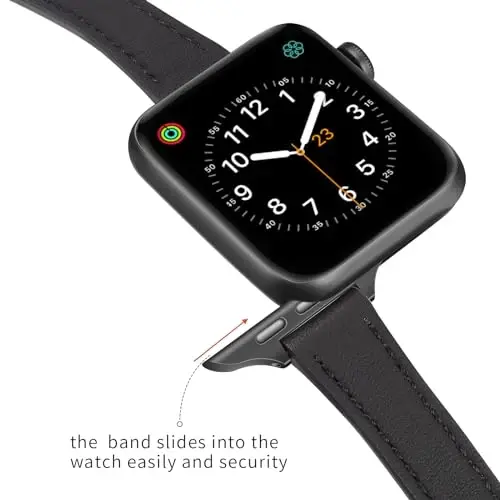 SEURE 2-pack Leather Bands Compatible with Apple Watch Band for women 38mm 40mm 41mm 42mm 44mm 45mm 46mm 49mm,Genuine Leather Band Slim Thin Strap for iWatch Ultra SE Series 11/10/9/8/7/6/5/4/3/2/1 - 4