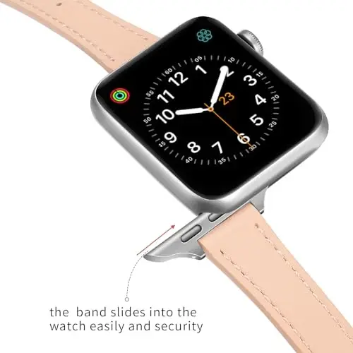 SEURE 2-pack Leather Bands Compatible with Apple Watch Band for women 38mm 40mm 41mm 42mm 44mm 45mm 46mm 49mm,Genuine Leather Band Slim Thin Strap for iWatch Ultra SE Series 11/10/9/8/7/6/5/4/3/2/1 - 5