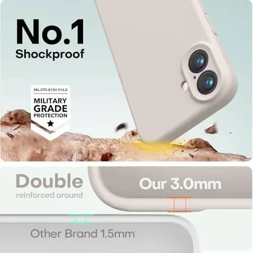 SEVGI 3000 iPhone 16 holati uchun mo‘ljallangan, Premium silikonli [Yumshoq tirnalmaydigan mikro tolali astarli] Erkaklar, ayollar va qizlar uchun zarbaga chidamli himoyaviy telefon qobig‘i 6.1, Stone - 4