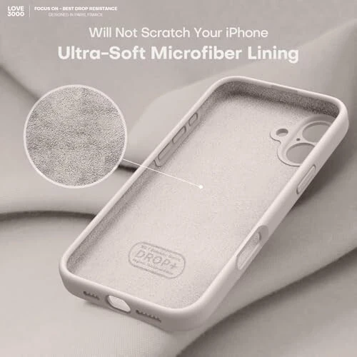 SEVGI 3000 iPhone 16 holati uchun mo‘ljallangan, Premium silikonli [Yumshoq tirnalmaydigan mikro tolali astarli] Erkaklar, ayollar va qizlar uchun zarbaga chidamli himoyaviy telefon qobig‘i 6.1, Stone - 5