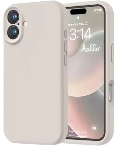SEVGI 3000 iPhone 16 holati uchun mo‘ljallangan, Premium silikonli [Yumshoq tirnalmaydigan mikro tolali astarli] Erkaklar, ayollar va qizlar uchun zarbaga chidamli himoyaviy telefon qobig‘i 6.1, Stone 