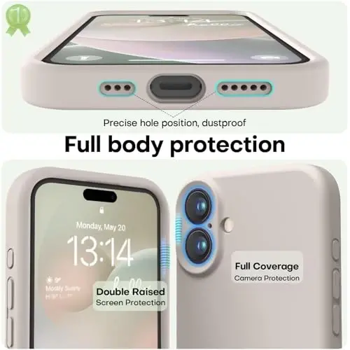 SEVGI 3000 iPhone 16 holati uchun mo‘ljallangan, Premium silikonli [Yumshoq tirnalmaydigan mikro tolali astarli] Erkaklar, ayollar va qizlar uchun zarbaga chidamli himoyaviy telefon qobig‘i 6.1, Stone - 3