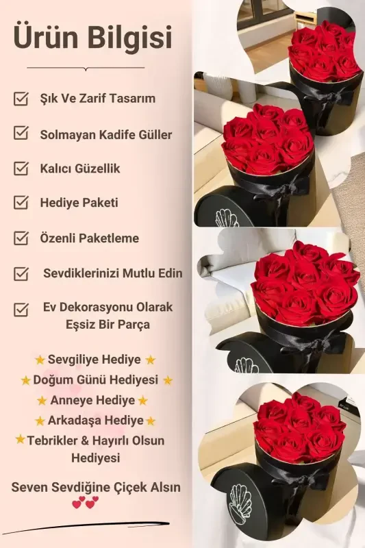 Sevgilimga maxsus sovg‘a gul qutisi Qizil sovg‘a gul Do‘stga Erga Qizga Yillik to‘y Sevgilim - 2