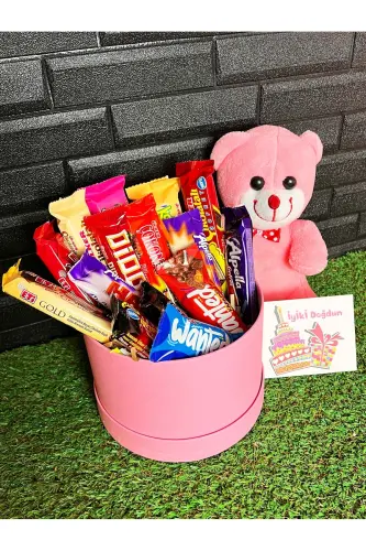 Sevgiliye Dogum Gunu Hediyesi Bol Atıştırmalıklı Ve Pembe Ayıcıklı Dogumgunu Hediye Kiza Dogum Gunu - 3