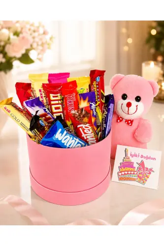 Sevgiliye Dogum Gunu Hediyesi Bol Atıştırmalıklı Ve Pembe Ayıcıklı Dogumgunu Hediye Kiza Dogum Gunu - 6