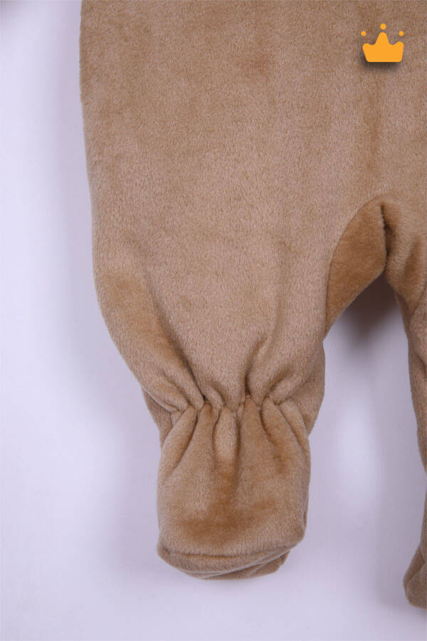 Sevimli Ayı Şapkalı Peluş Erkek Kız Bebek Tulum Kahve 15316 - 8