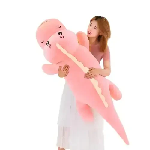 Cute Dinosaur Stuffed Animal Pillow, Soft Lumbar Back Cushion, Big Plushies, Great Gift for Kids Birthday, Valentine (Pink, 31.4in) - 1