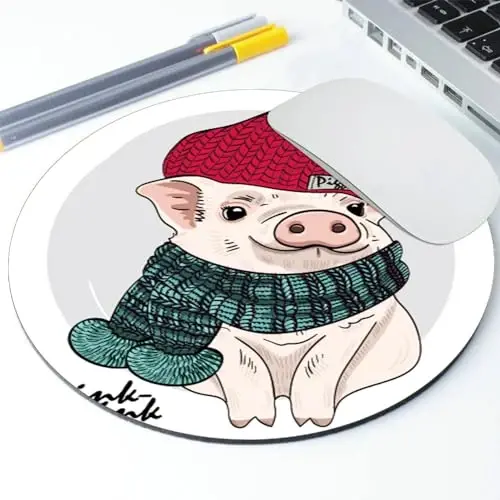 Cute Pig Round Mouse pad Customized Mousepad Non-Slip Rubber Base Mouse Pads for Computers Laptop Office Desk Accessories Mouse pad - 2