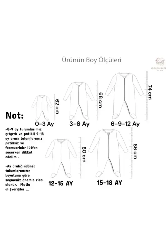 Sevimli Eman Dupi va Tipratikan %100 Tabiiy Paxta 3 Talikli Go'dak Tulum 0-18 Oy (UNISEX)-qizil - 3