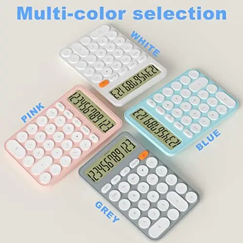 Cute Calculators Desktop Size 6.3 * 4.3in/16 * 11cm, DECKLIT Battery 12 Digit Desk Calculator Extra Large LCD Display, Great Desktop Calculator Big Buttons, 15°Tilt Screen for Kids Calculator(Blue) - 3