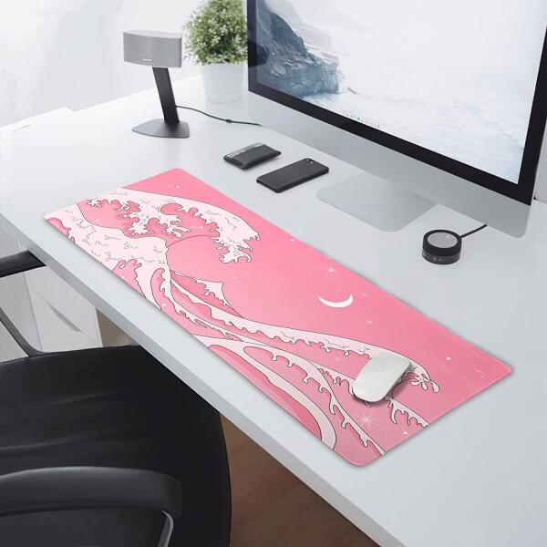 Sevimli Japon Anime Oyun Mouse Pad'i, büyük masa örtüsü, kaymaz kauçuk taban, dikilmiş kenar, bilgisayar için uzun klavye mousepad, 31.5×11.8 inç. - 11